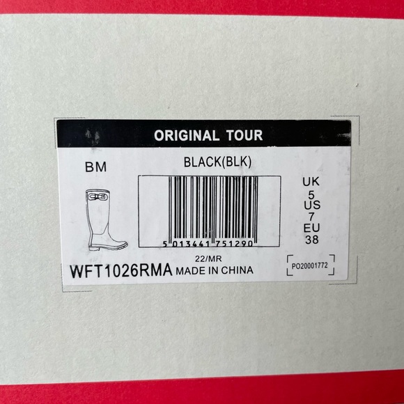 hunter original tour foldable tall rain boots black size 7 - Picture 4 of 4